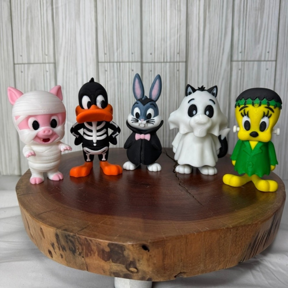 Handmade 3D Printed Animal Halloween Figurines Vampire, Mummy Ghost Set Of 5 4in